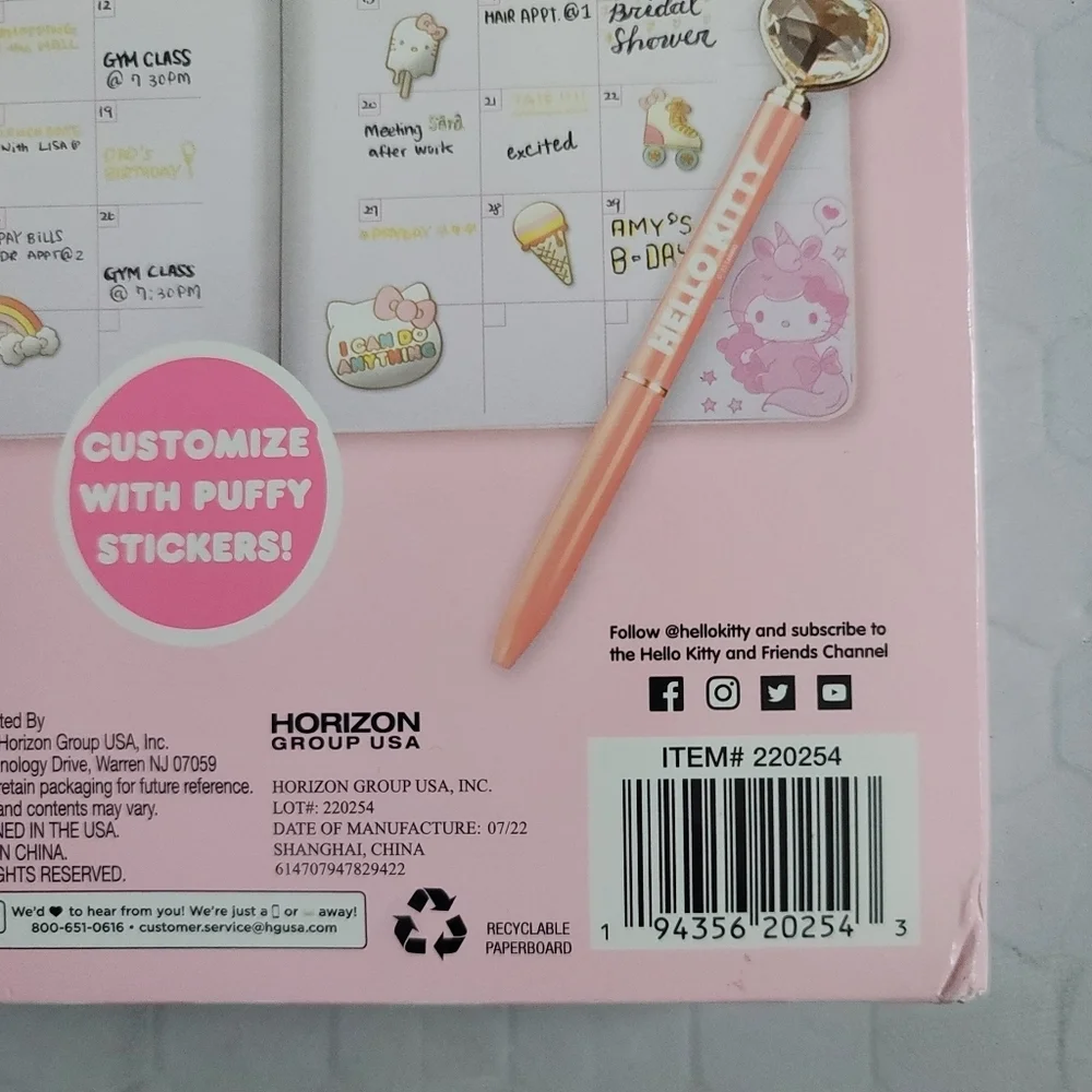 NEW Hello‎ Kitty Personalized Planner Blank Dates Pen Stickers Stationary Book